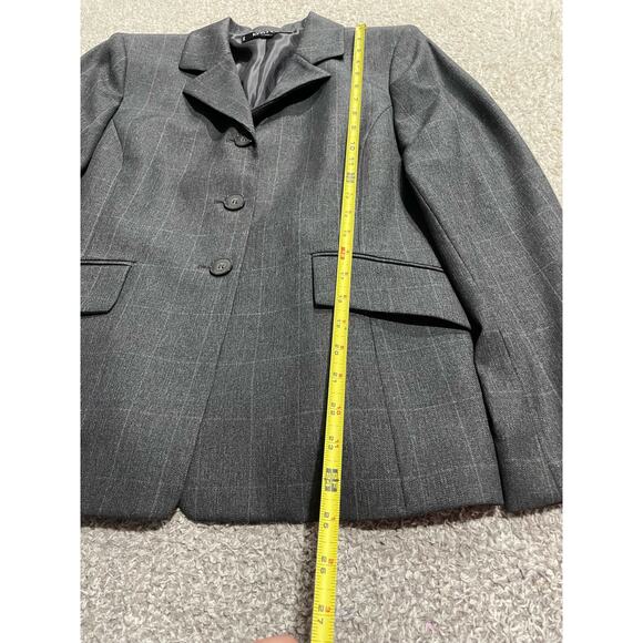Kasper Womens 12P Petite Single Breasted Blazer Window Pane Plaid Gray 3 Button - Picture 6 of 9